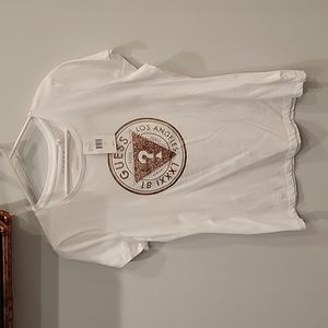 GUESS CHESKA LOGO GOLD GLITTER TEE